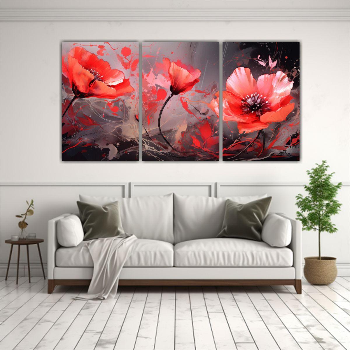 Set 3 Cuadros Impresos En Tela De Estilo Medio 150x75 Cm-2
