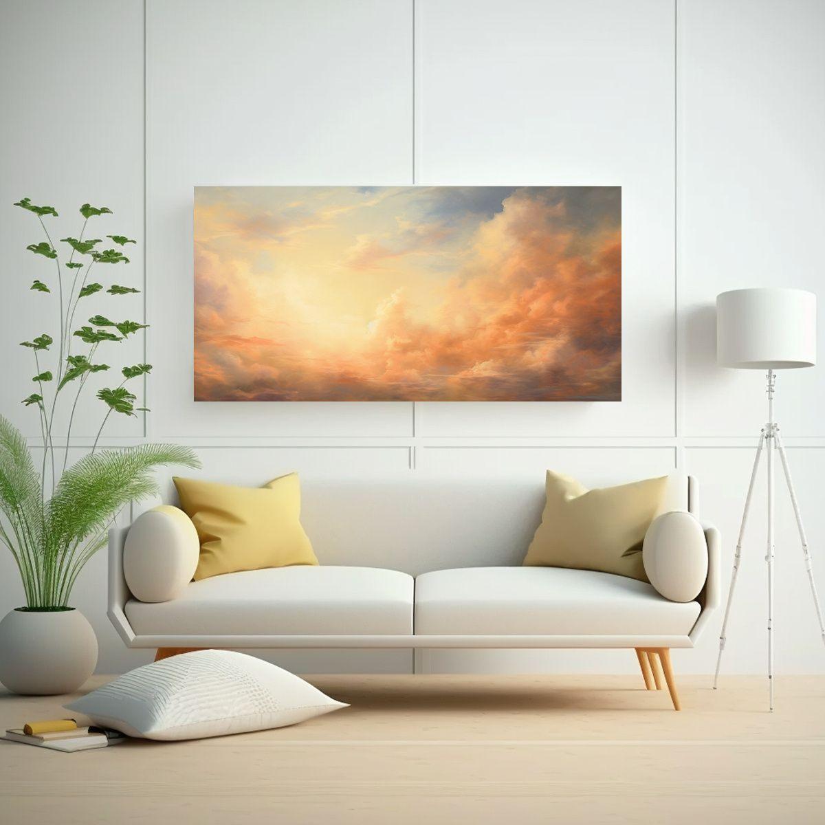 Pintura Abstracta Moderna Del Amanecer Con Colores 60x30cm-2