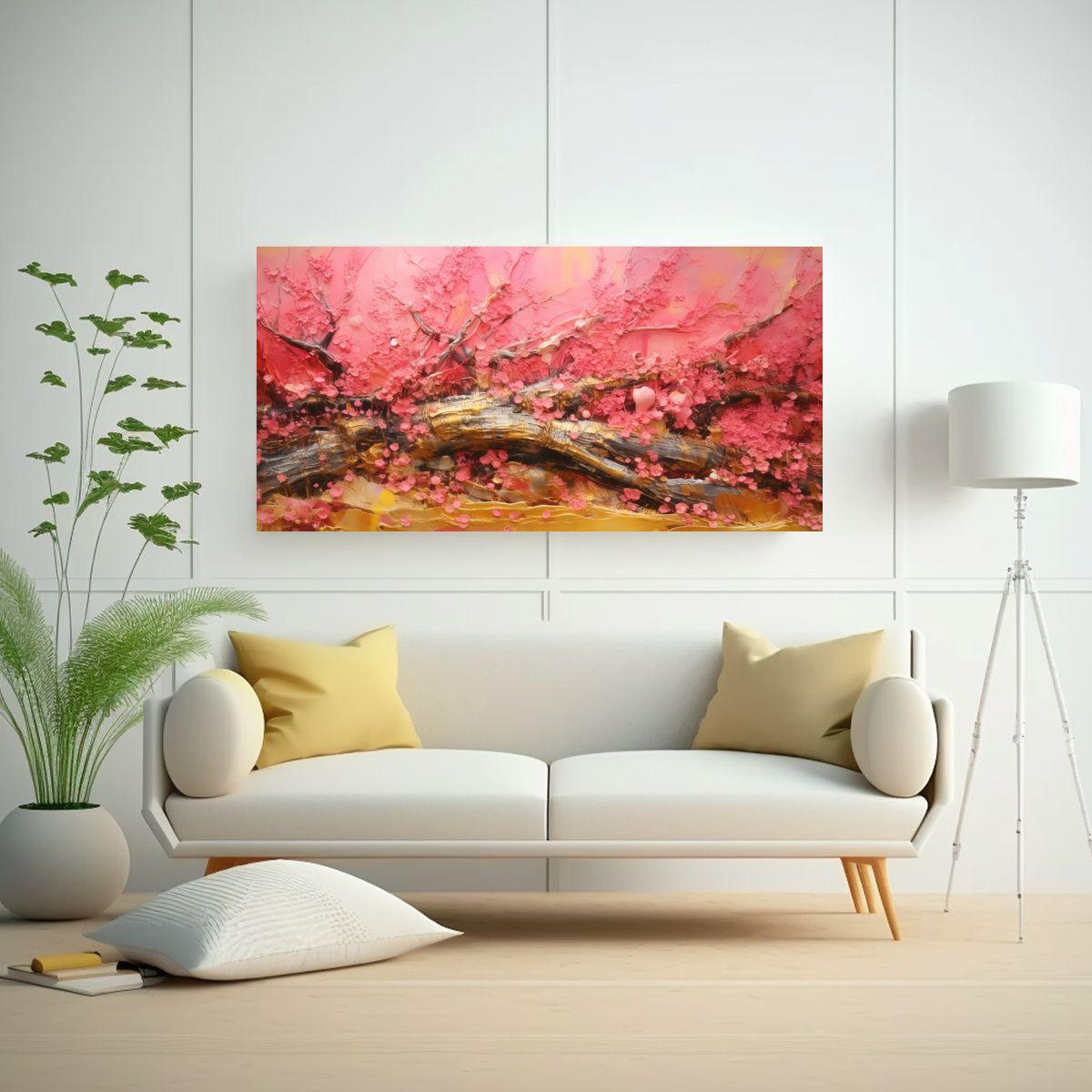 Pintura Al Estilo óleo Japonesa Abstracta 60x30cm-2