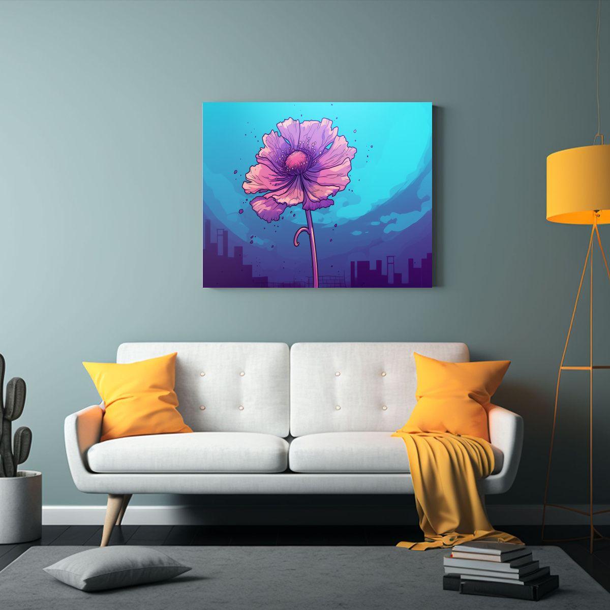 Pintura Decorativa De Flor Púrpura En Un Cuadro Conceptual  45x30cm-2