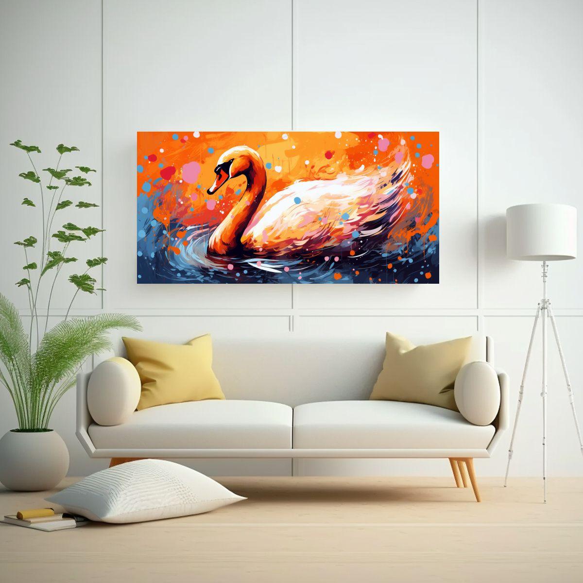 Pintura Decorativa Arte Calidos Impactante: Cisne 40x20cm-2
