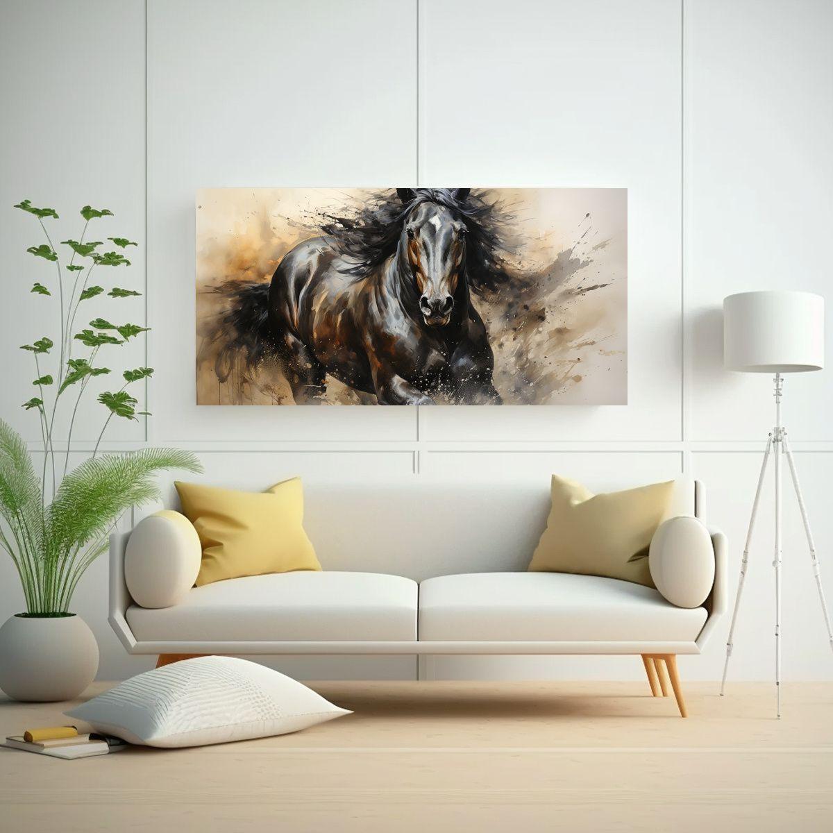 Pintura Vanguardia Dormitorio Caballo Frisón 140x70cm-2