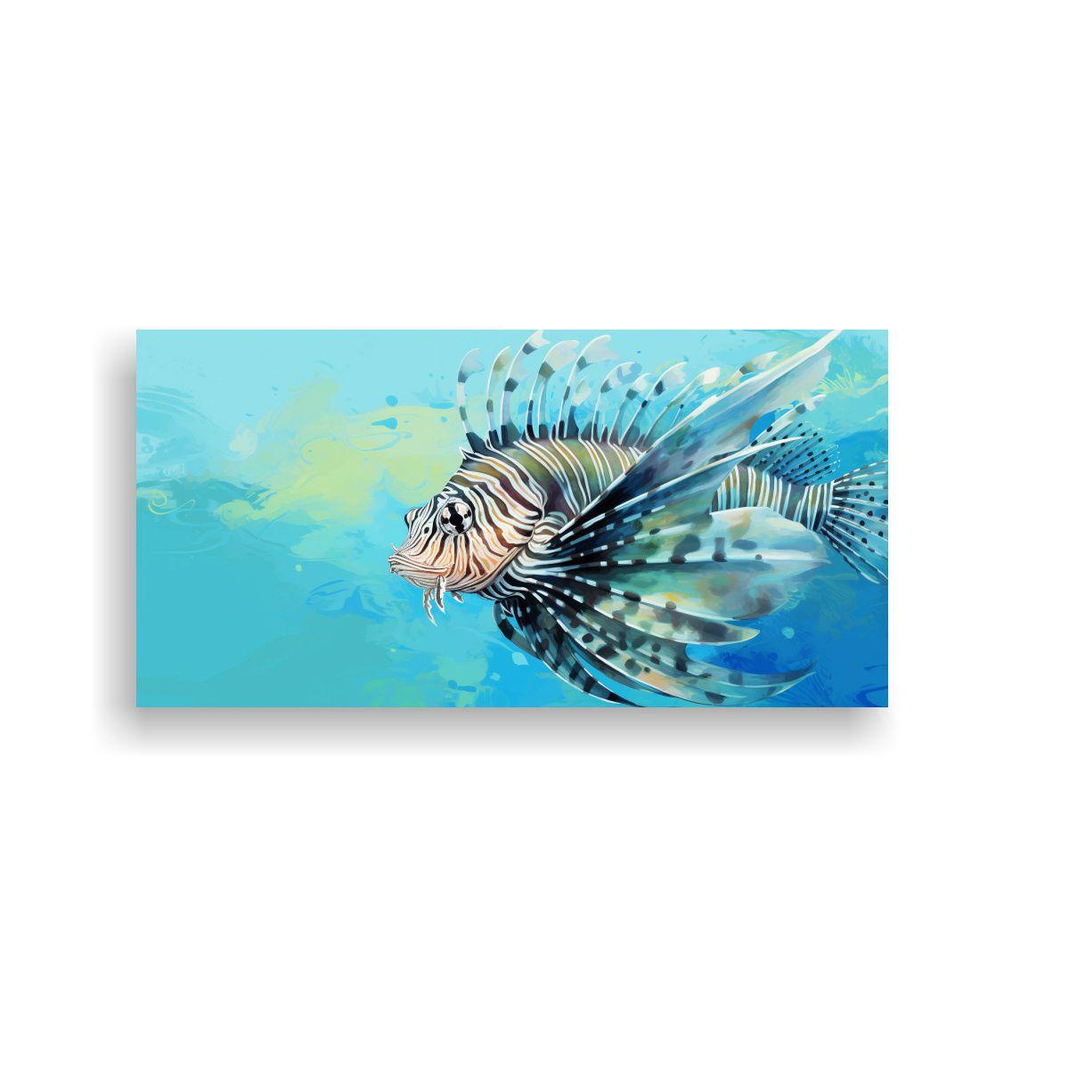 Cuadro Arte Dibujo Elegante De Pez León En 100x50cm-0