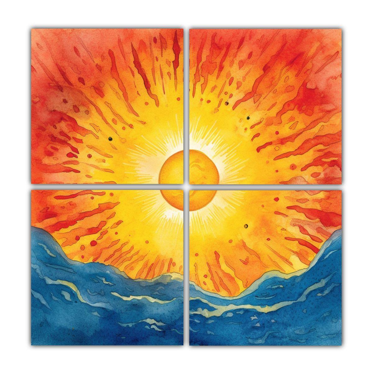 Cuadriptico Abstracto Fantástico Sol Visto Desde 180x180 Cm-0