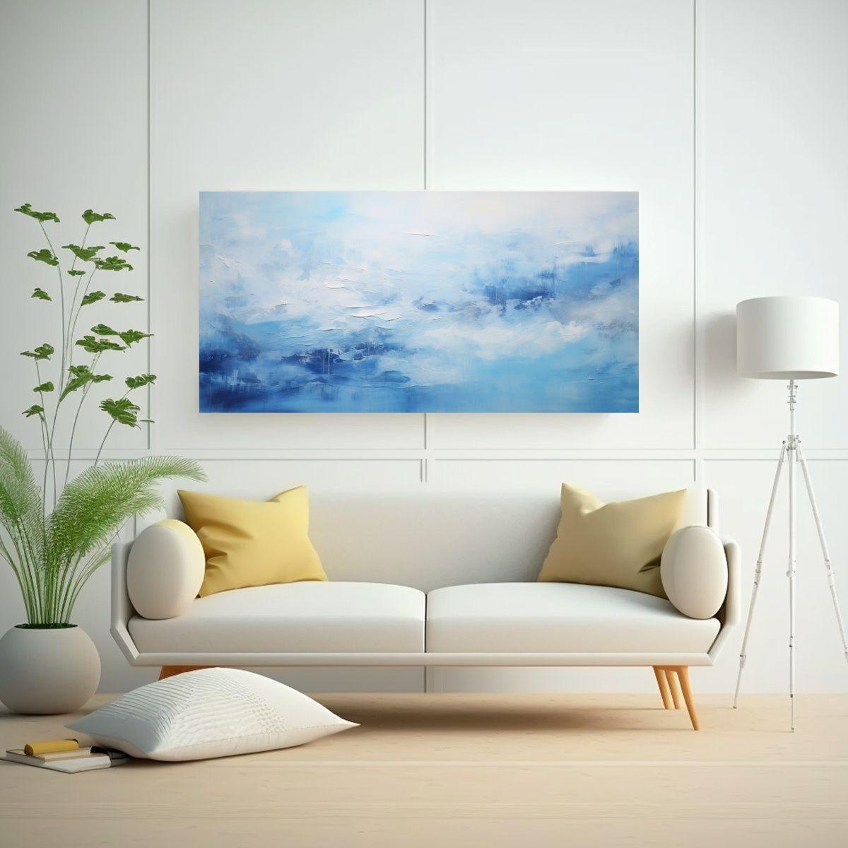 Pintura Abstracta Paisaje Azules Colores Sobre Tel 140x70cm-2