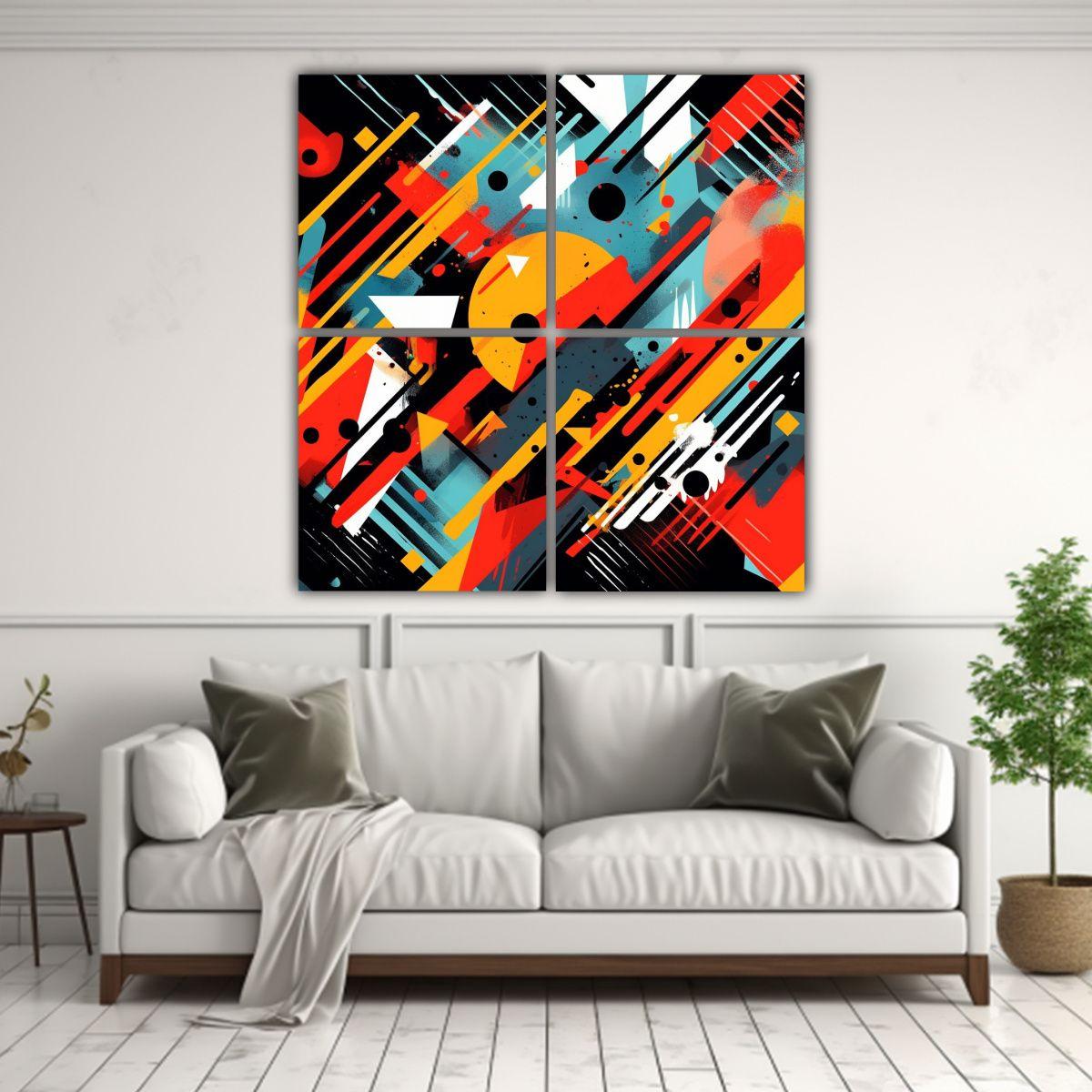 Cuatro Adornos Vanguardia Abstractos En Lienzo 5k 80x80 Cm-2