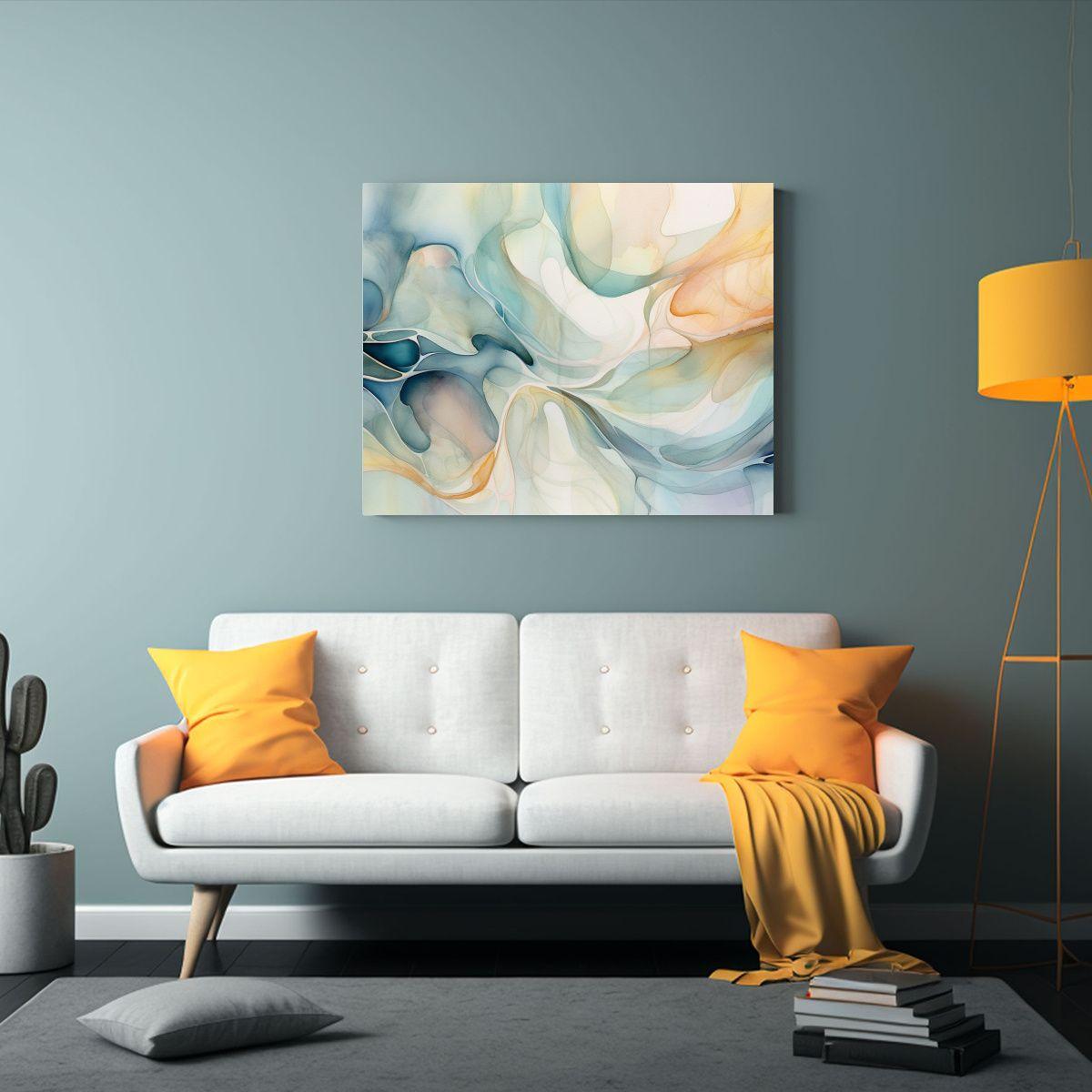 Diseño De Arte De Pared Abstracto Con Líneas Fluidas Y Col 45x30cm-2