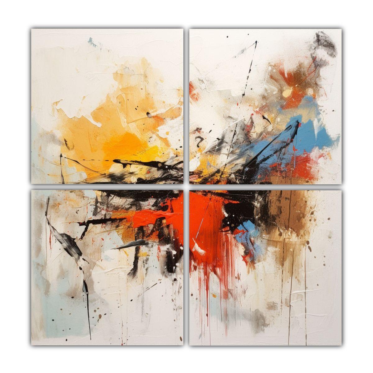 Pintura Abstracta En Lienzo Con Fondo Blanco 100x100 Cm-0