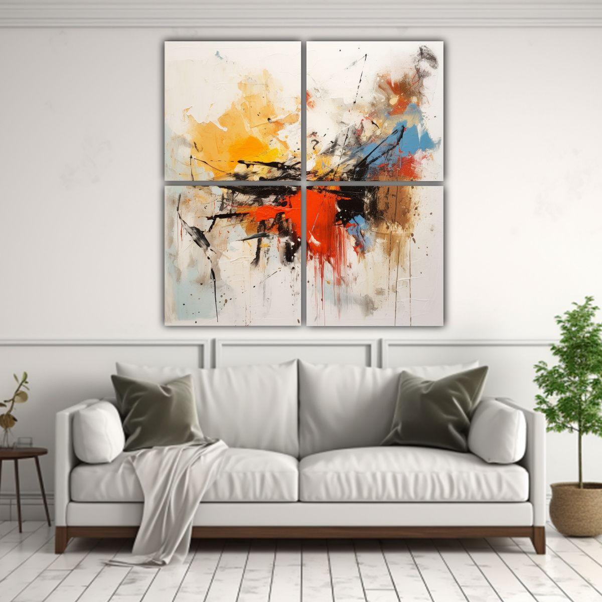 Pintura Abstracta En Lienzo Con Fondo Blanco 100x100 Cm-2