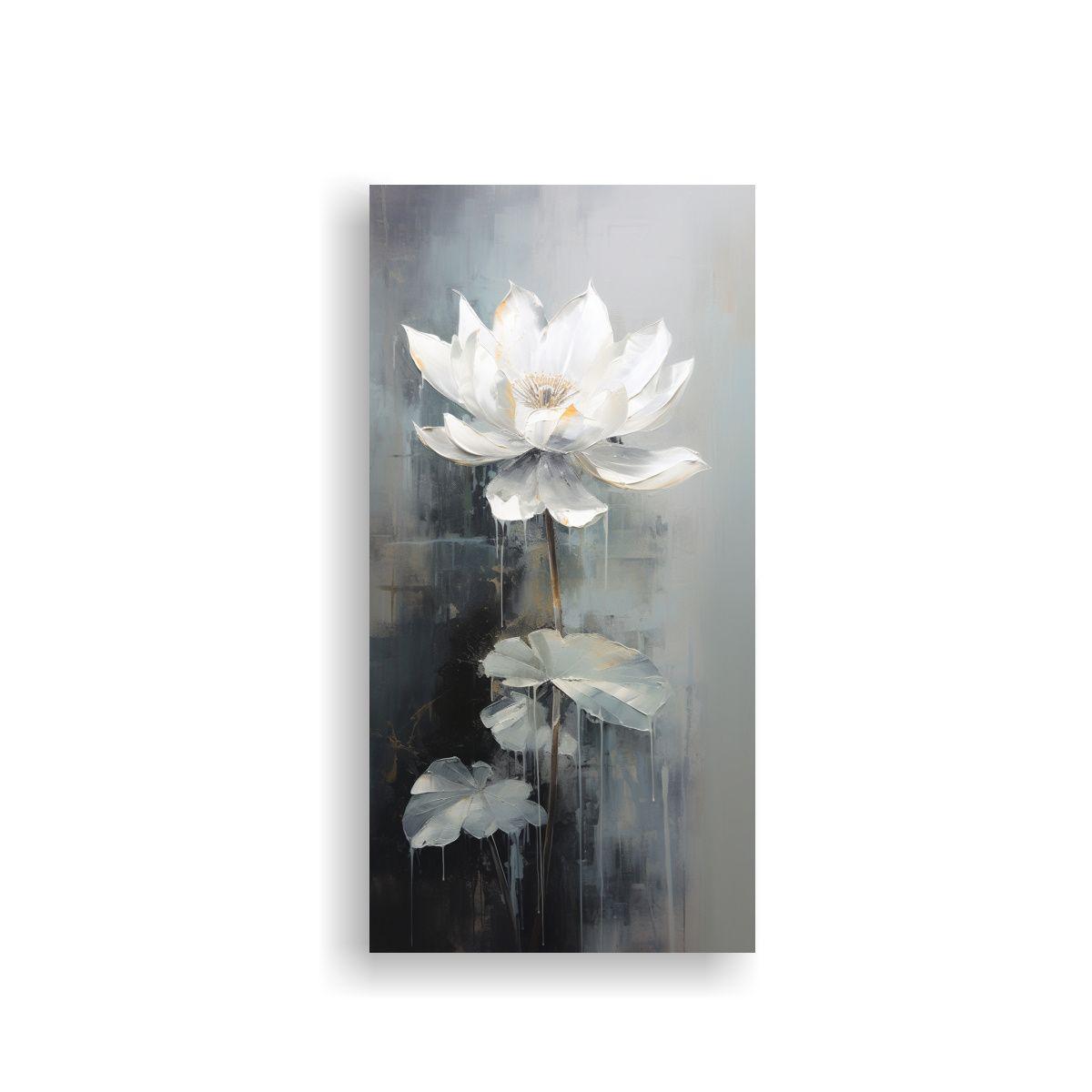 Pintura Abstracta De Loto Negro En Lienzo Estilo 40x80cm-0