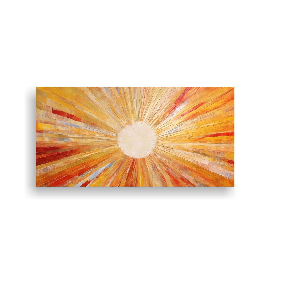 Pintura Abstracta Minimalista De Sol Con Rayos, 40x20cm-0