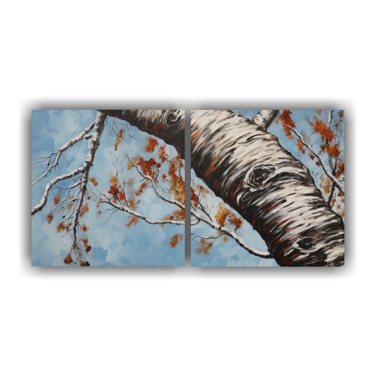 Pintura Abstracta De árbol De Abedul En Estilo 120x60 Cm-0