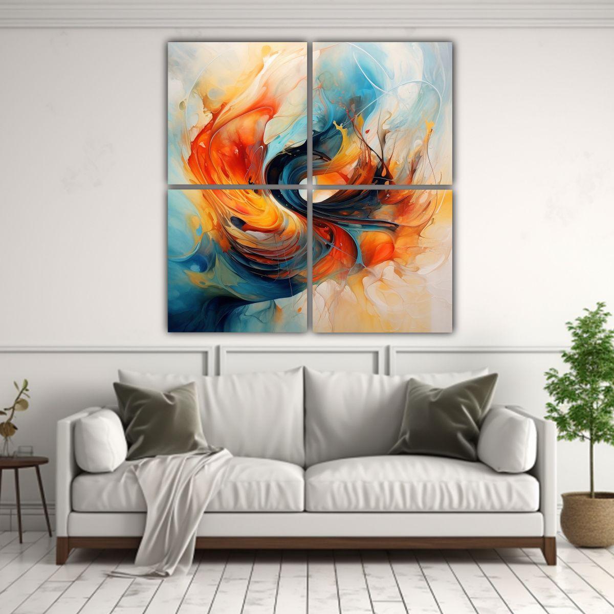 Cuatro Composición Cuadro Calma Arte Abstracto 80x80 Cm-2