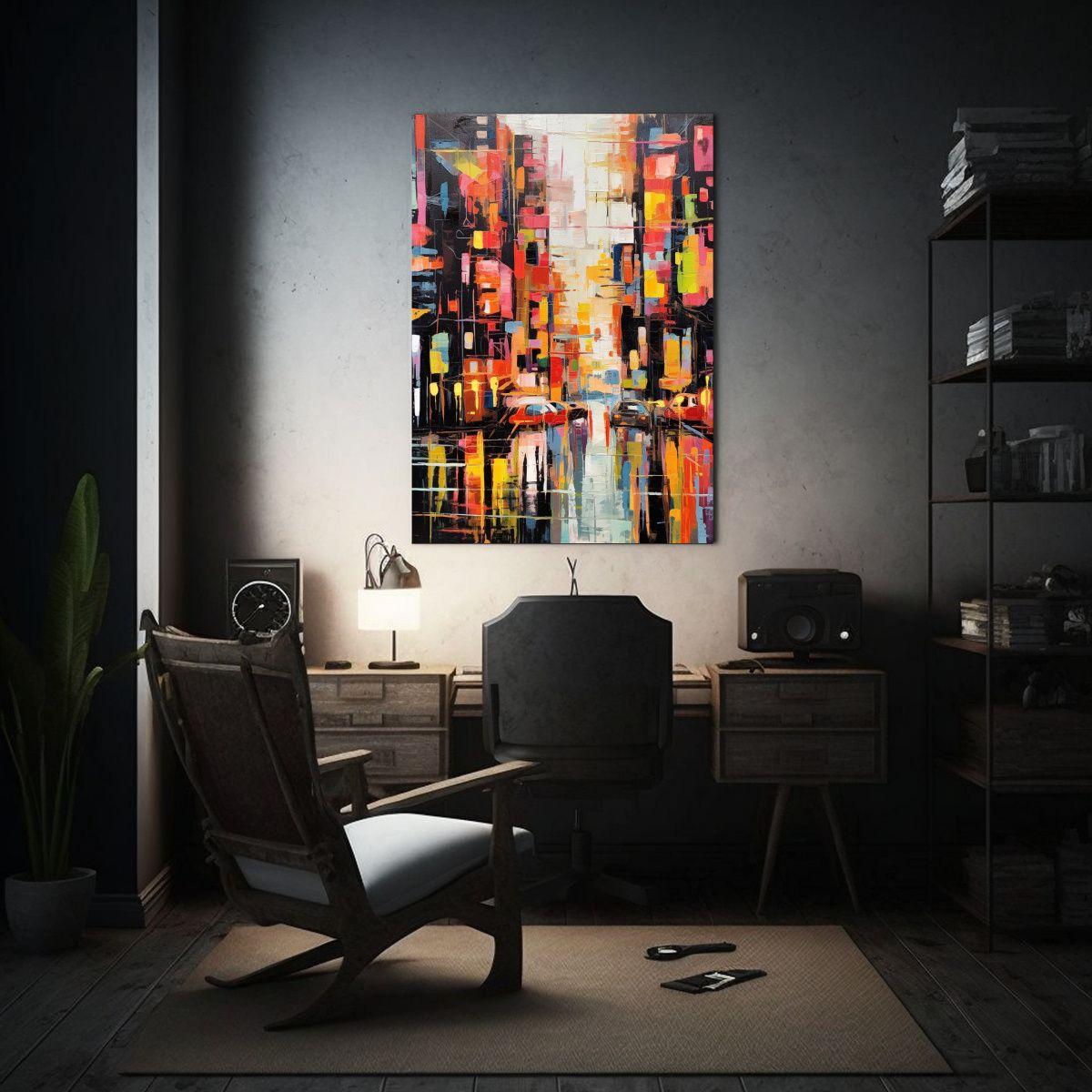 Cuadro Urbano Adorable Con Patrones Pop: Pintura 80x120cm-2