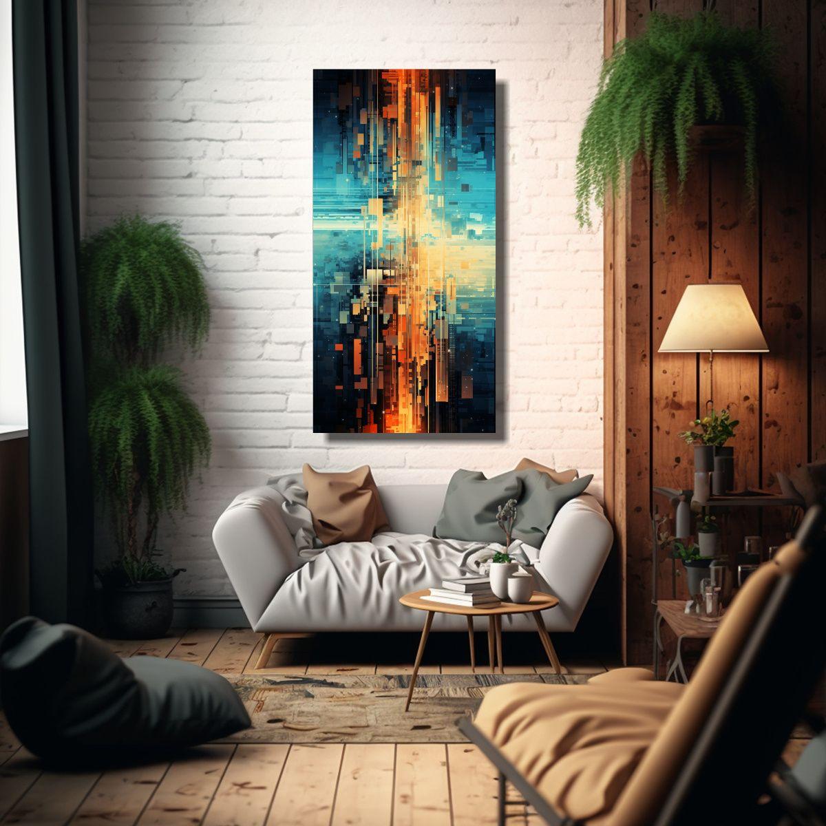 Pintura Decorativa Abstracta Futurista En Lienzo 70x140cm-2