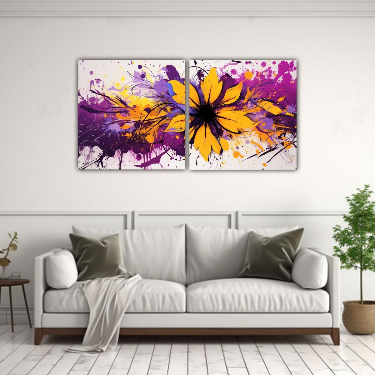 Pinturas Decorativas Abstractas En Tonos Amarillo 120x60 Cm-2