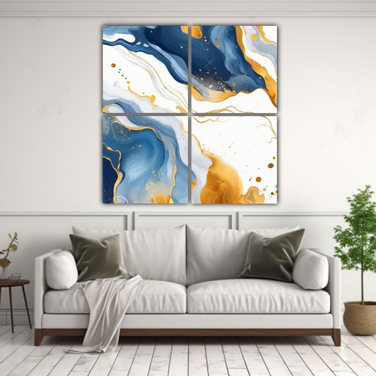 Pinturas Decorativas De Cuatro Cuadros Con Tema 120x120 Cm-2