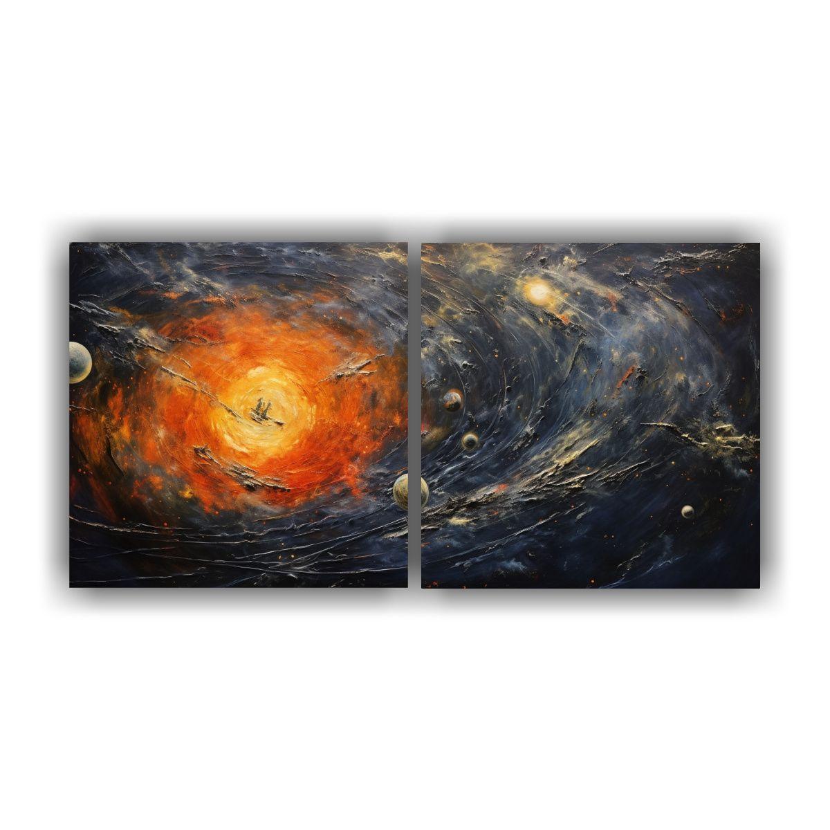 Cuadro Galaxia Con Nave Espacial Para Oficina 80x40 Cm-0