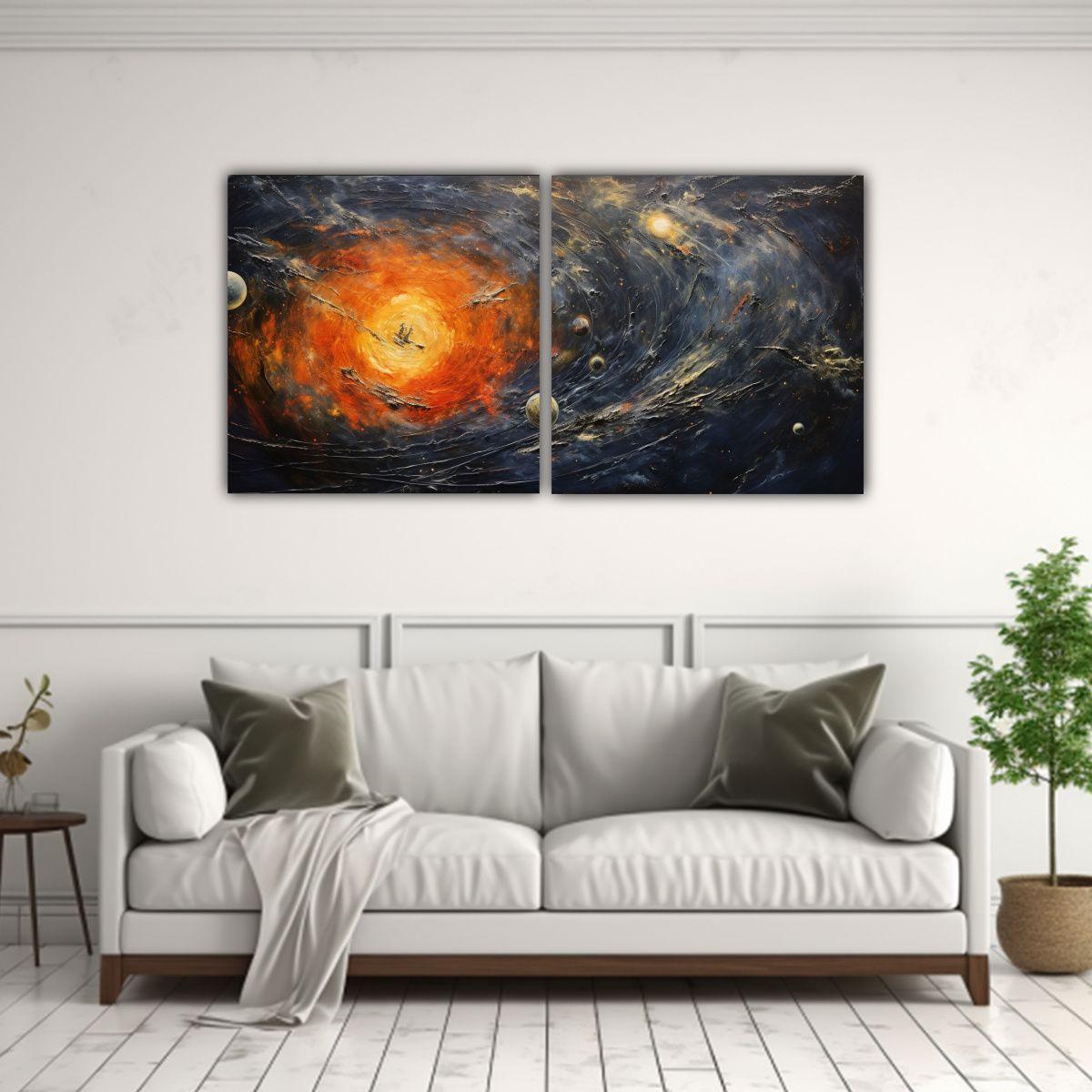 Cuadro Galaxia Con Nave Espacial Para Oficina 80x40 Cm-2