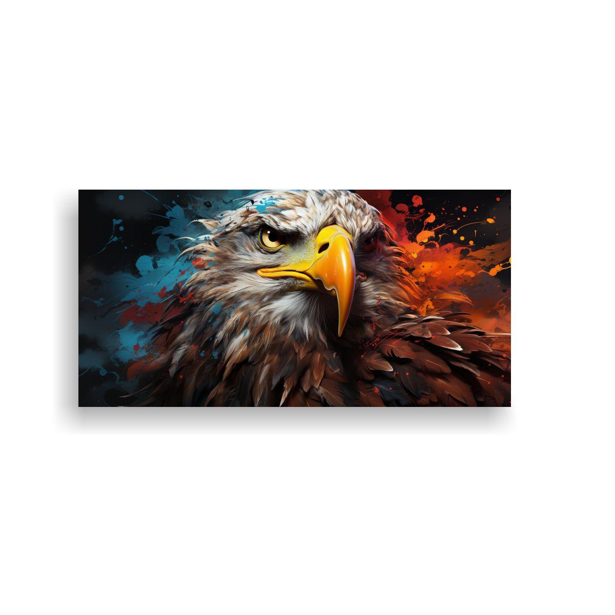Cuadro Alegre Con Águila En Estilo Acuarela 100x50cm-0
