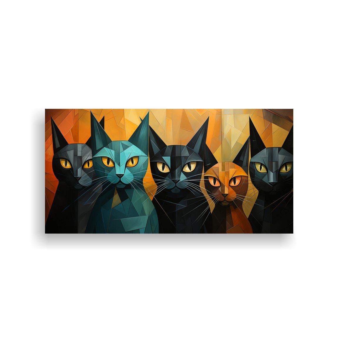 Cuadro De Gatos Negros En Composición Conceptual 120x60cm-0