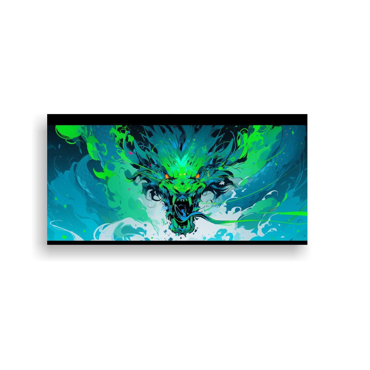 Pinturas Abstractas Juveniles De Dragón En Verde 100x50cm-0