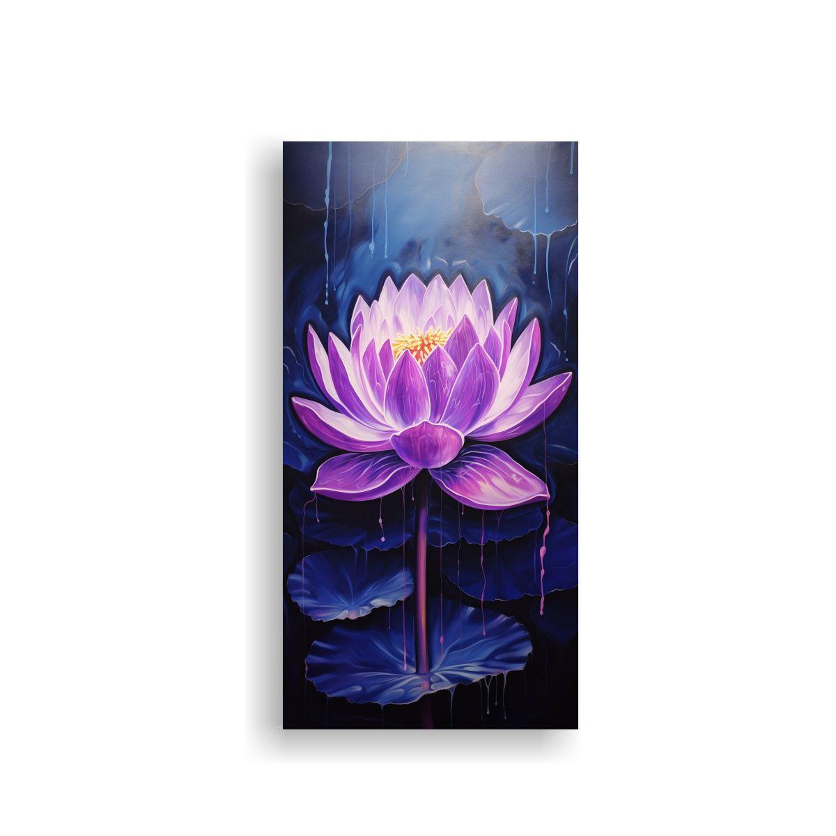 Cuadro Dibujo Elegante De Loto Negro Radiante En 70x140cm-0
