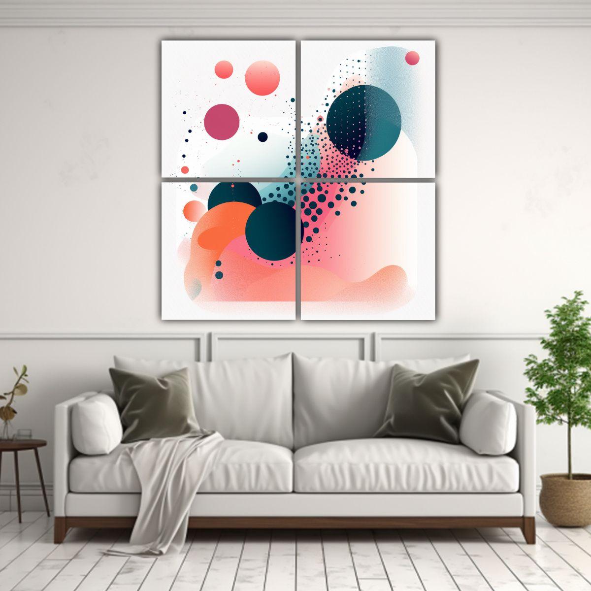 4 Cuadro De Colores Con Una Línea En Medio Y 180x180 Cm-2