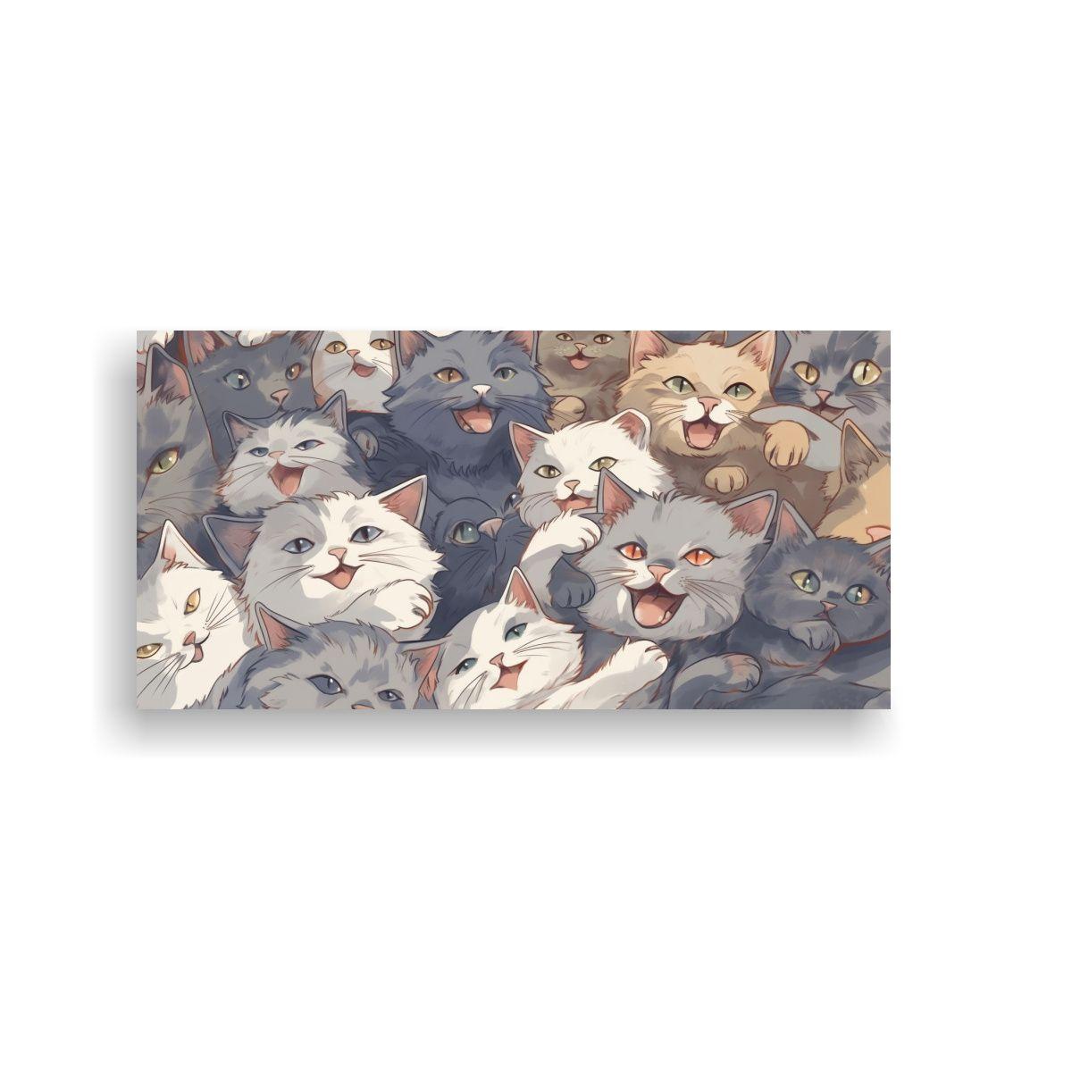 Pintura Decorativa De Gatos Sonrientes En Alta 60x30cm-0