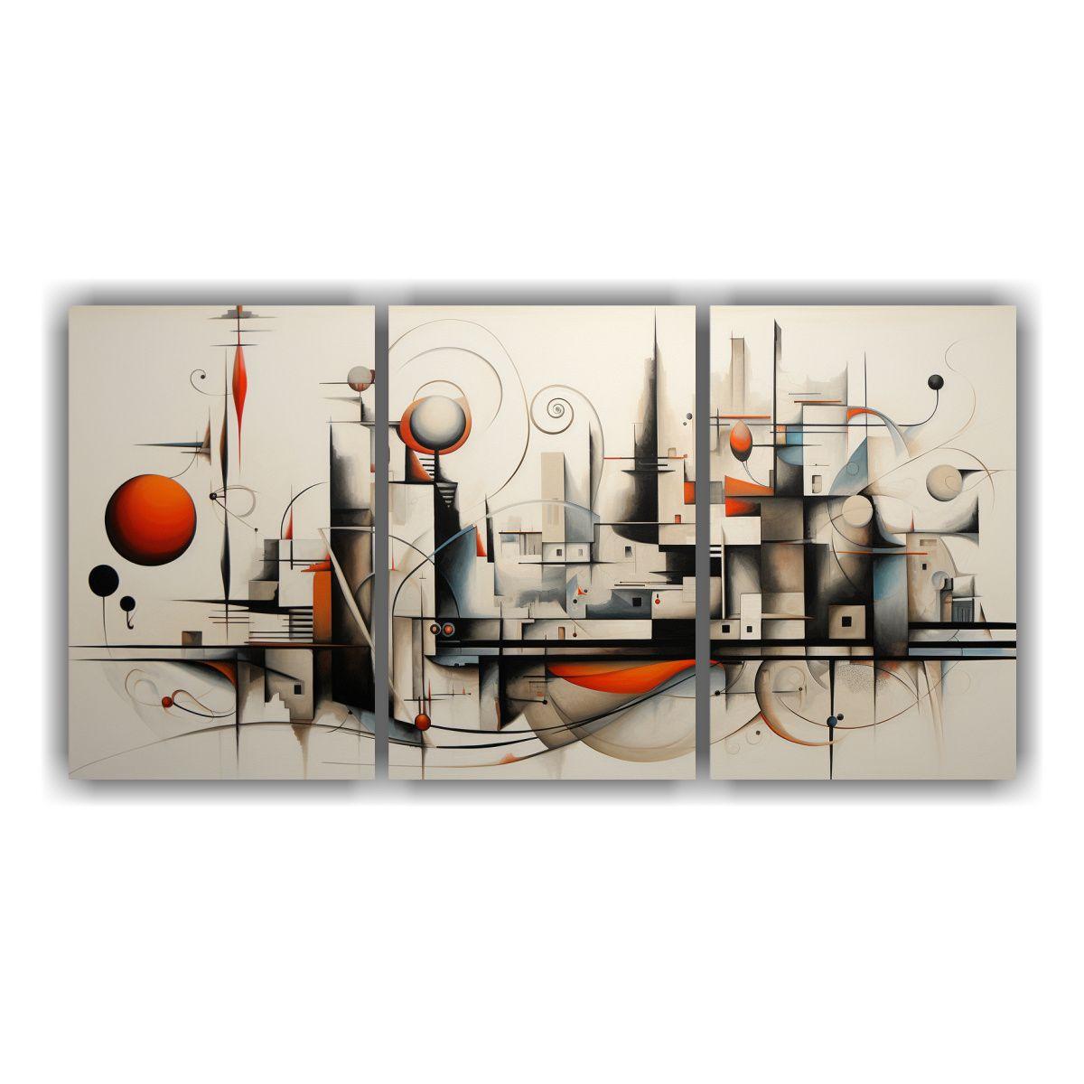 Cuadros Abstractos En Tonos Grises Para Decorar 90x45 Cm-0