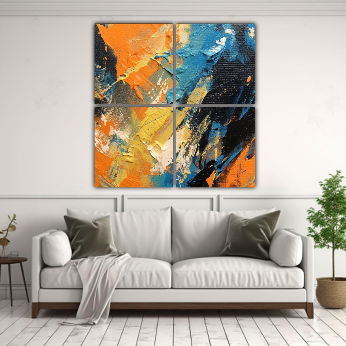 Cuatro Composición Acuarela Luminosa Pintura 120x120 Cm-2