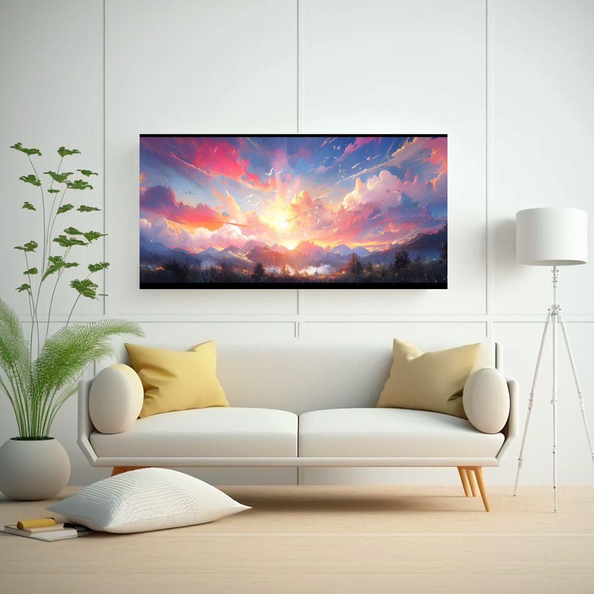 Pinturas Abstractas De Decoración Con Arcoíris 140x70cm-2