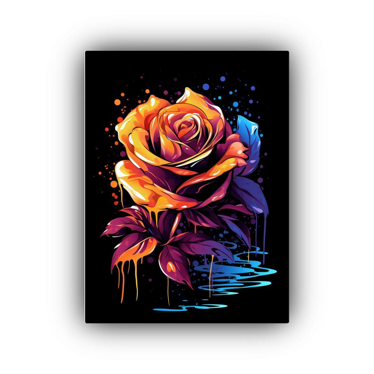 Cuadro De Lienzo Elegante De Acuarela De Una Rosa 50x75cm-0