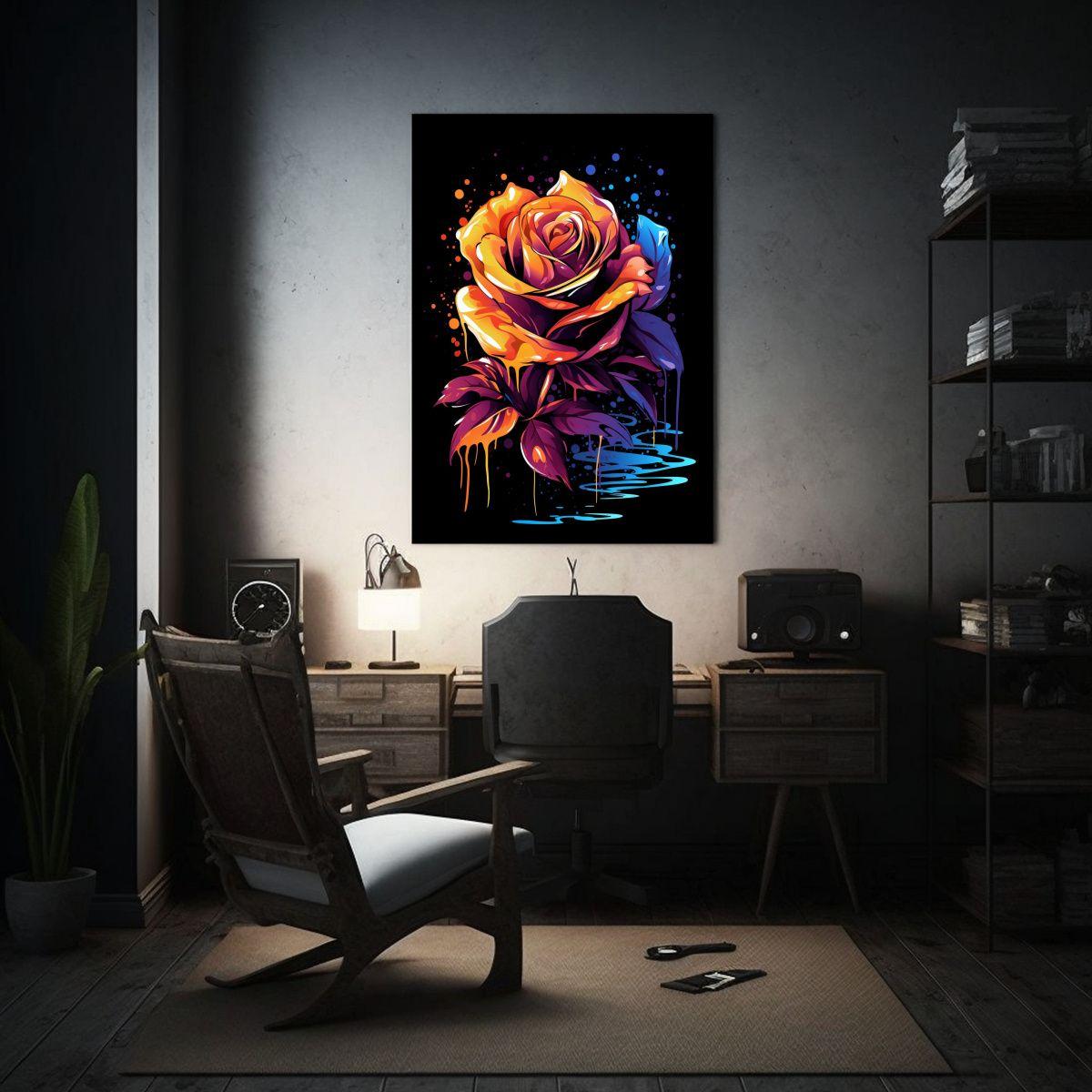 Cuadro De Lienzo Elegante De Acuarela De Una Rosa 50x75cm-2