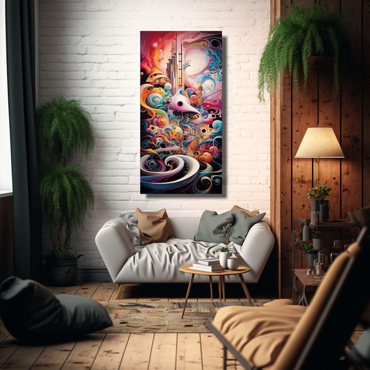 Cuadro Decorativo Abstracto: La Danza Surrealista 30x60cm-2