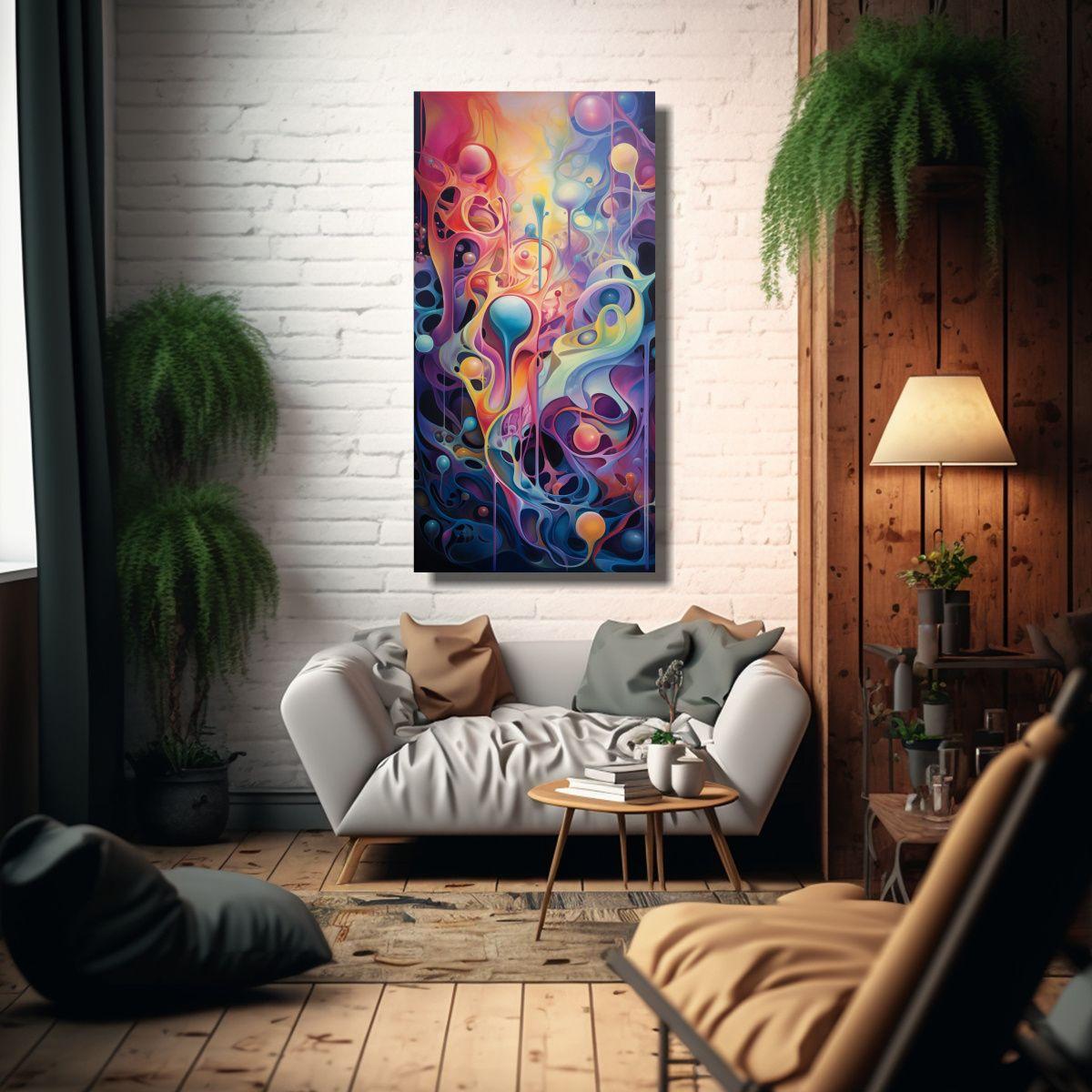 Cuadro Intenso Y Surrealista De Paisaje Onírico 60x120cm-2