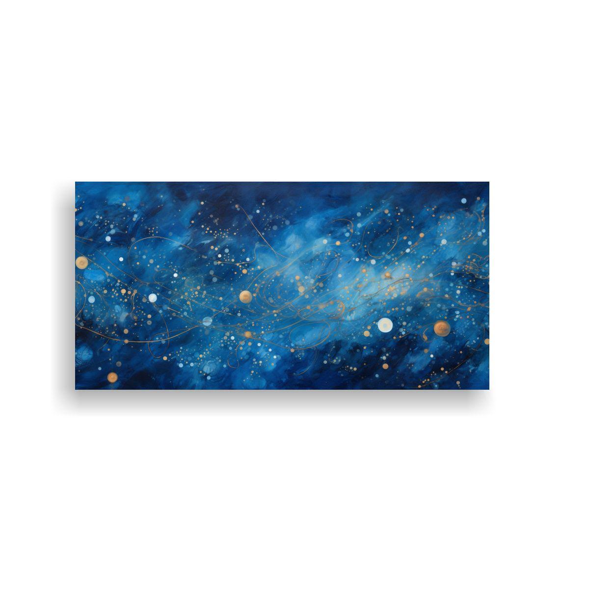 Cuadros Abstractos Cósmicos En Azul Profundo: 160x80cm-0