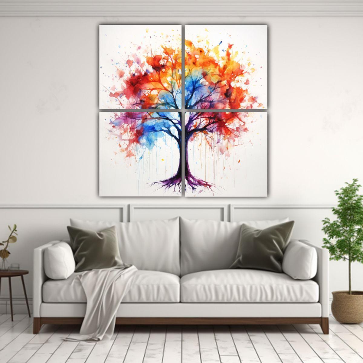 Pintura En Lienzo Forma árbol De La Vida Agnes 160x160 Cm-2