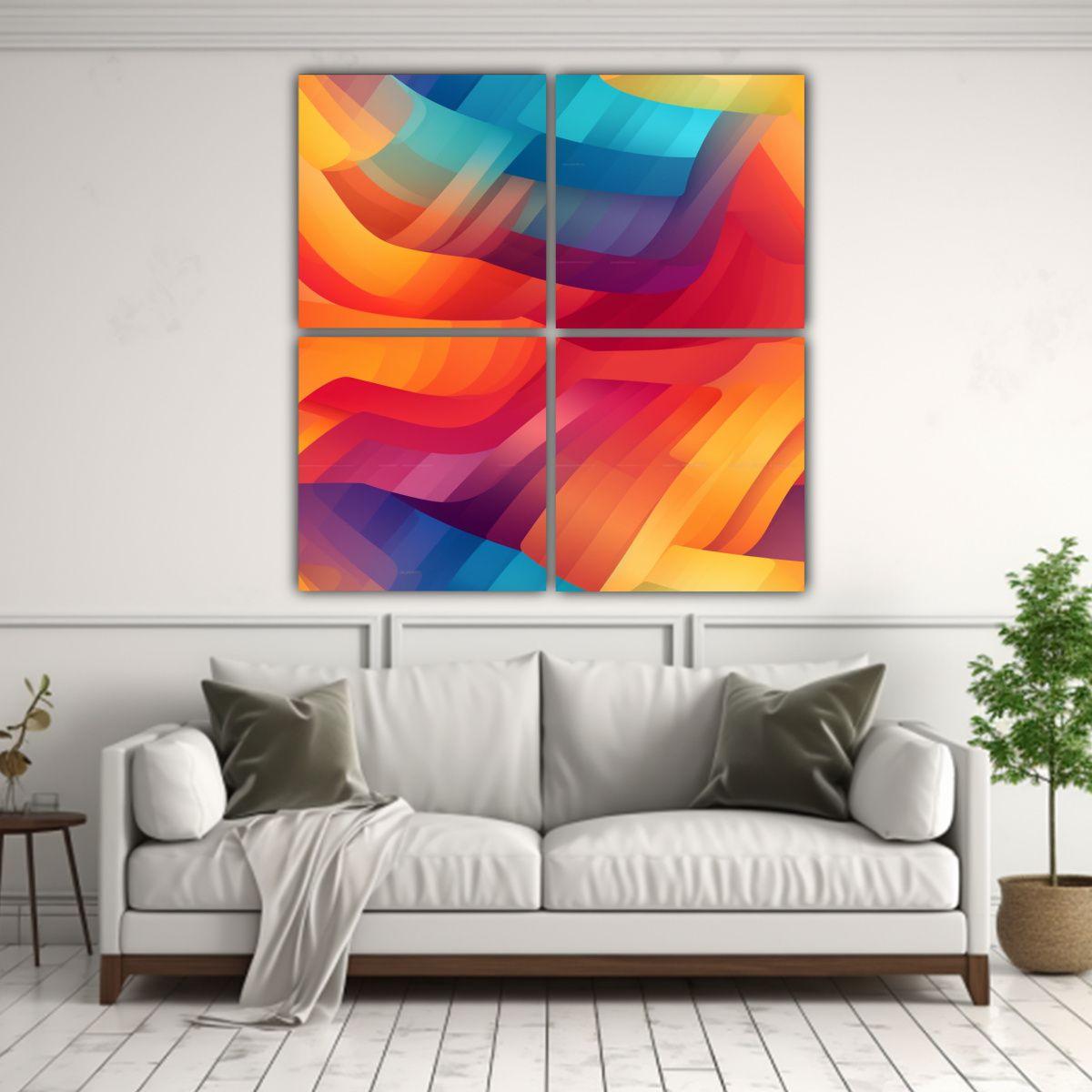 Cuatro Lienzos Colores Habitación Gradiend 160x160 Cm-2