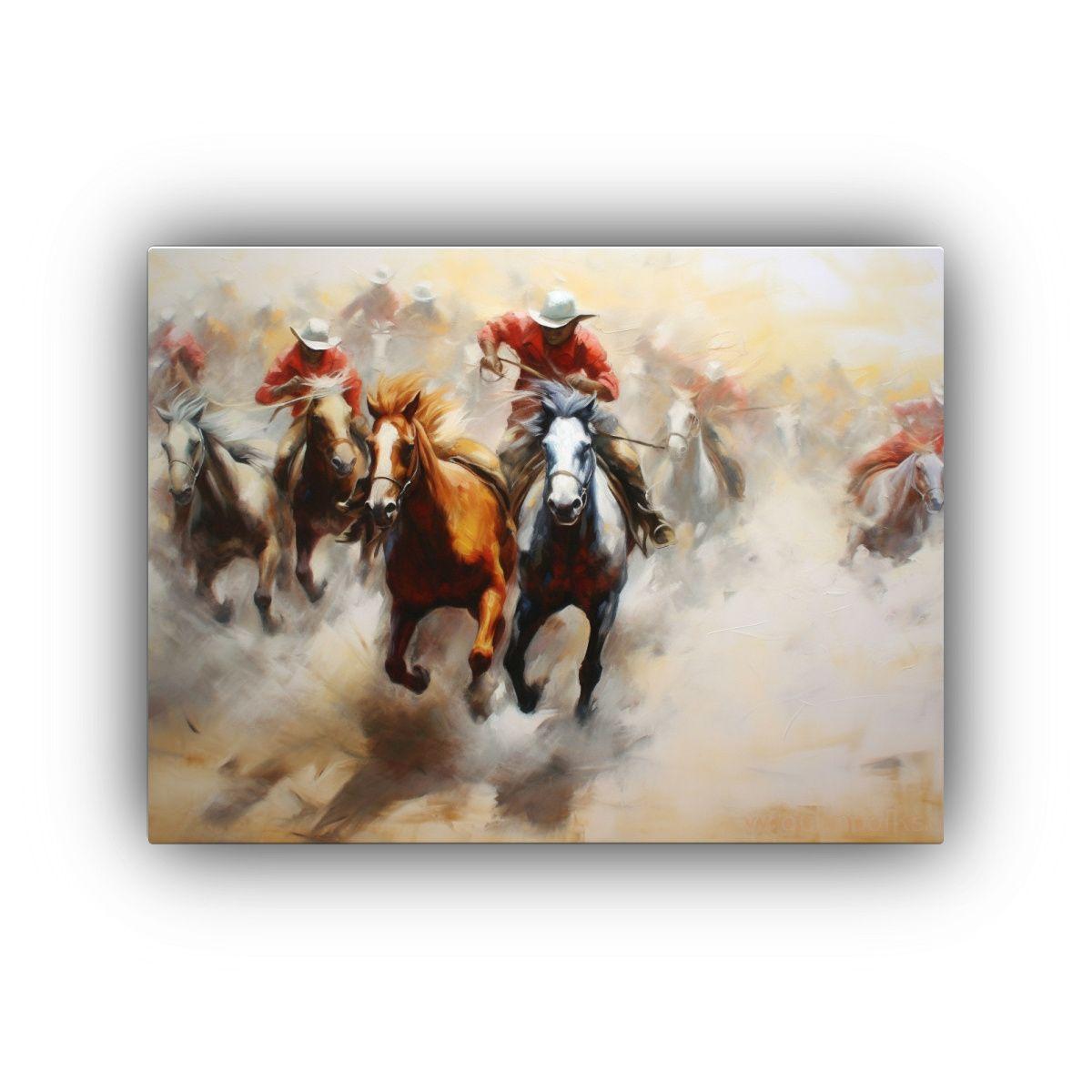 Cuadro En Bastidor De Película Del Oeste. 90x60cm-0
