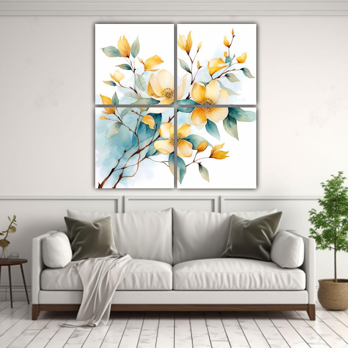Cuatro Ramas De Flores De Cornejo De Múltiples 160x160 Cm-2