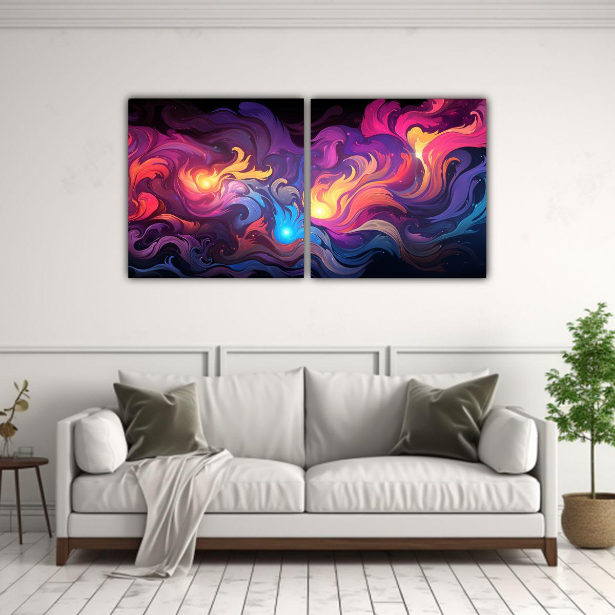 Cuadros De Decoración Lindos De Marbling Neon 60x30 Cm-2