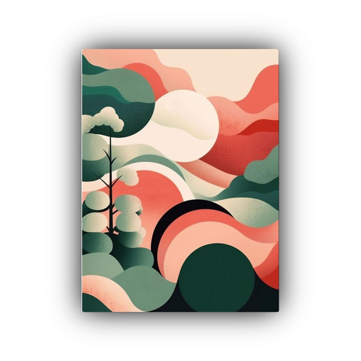 Cuadro De Decoración Con Paisaje Y Planta En Un 50x65cm-0