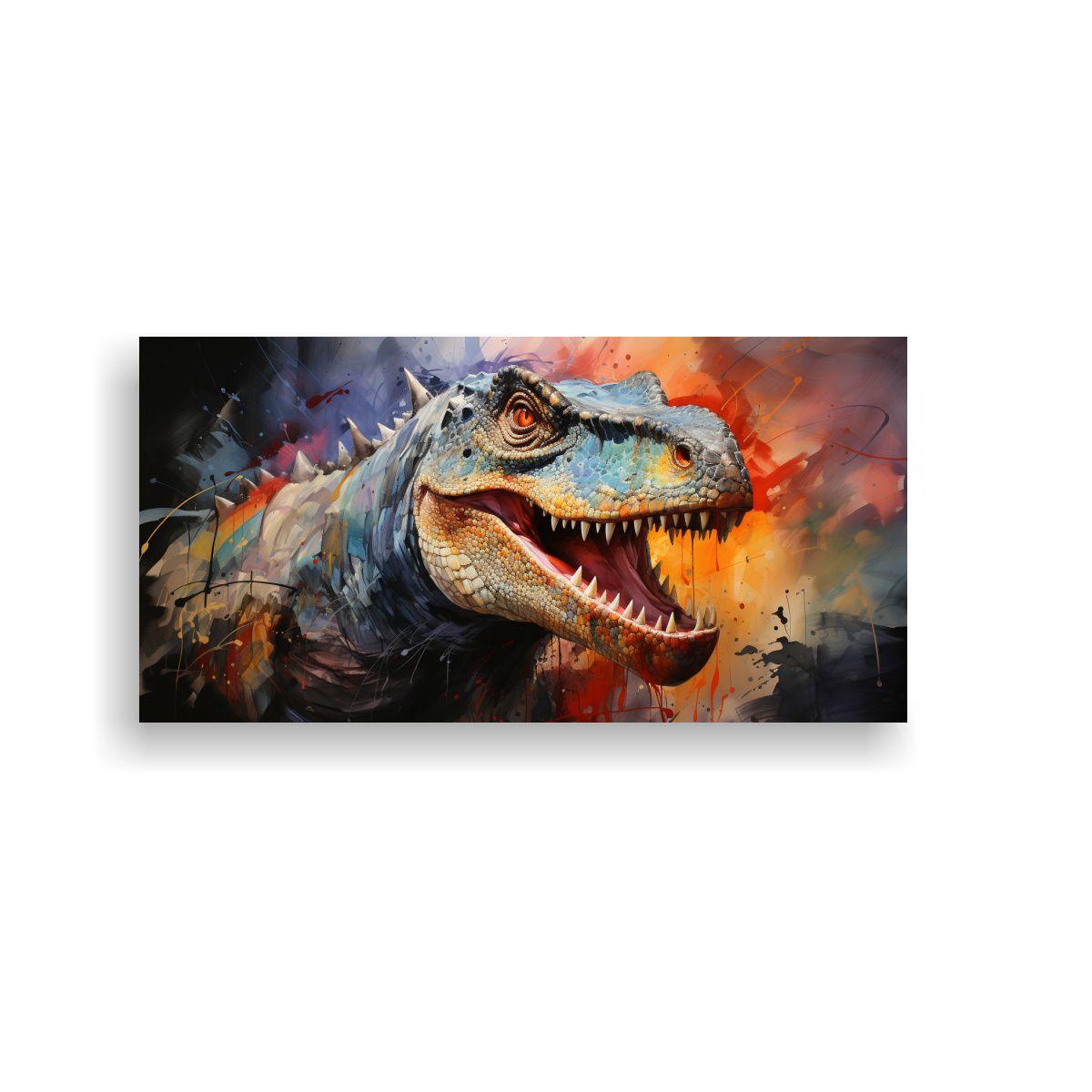 Cuadro Patron Intenso Iguanodon Colorido Estilo Ac 40x20cm-0