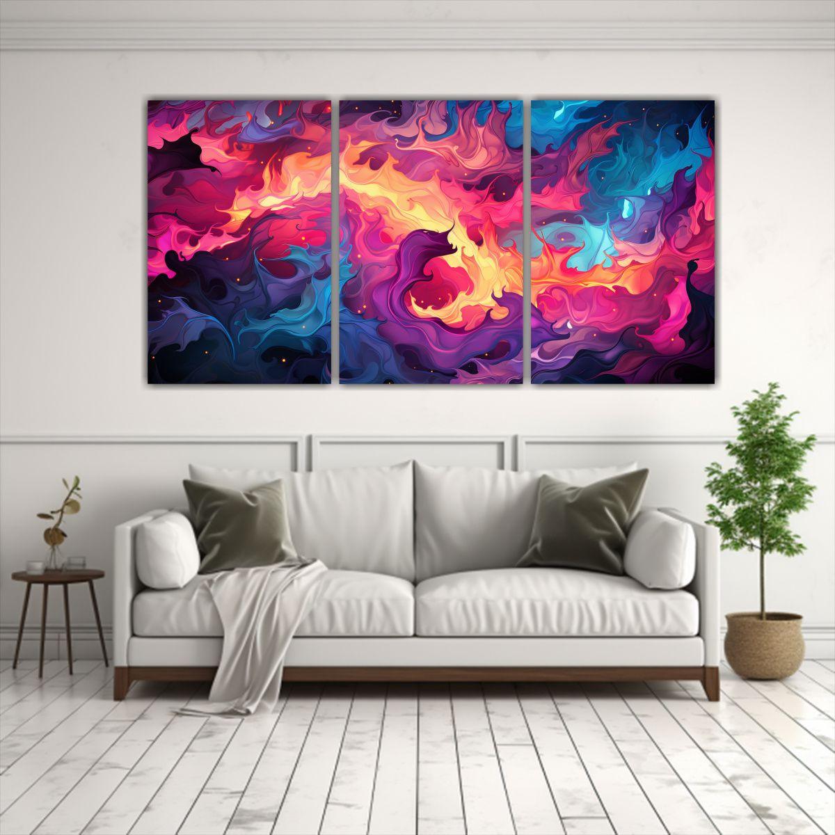 Pinturas Decorativas En Bastidor Set De 3 Lienzos 240x120 Cm-2