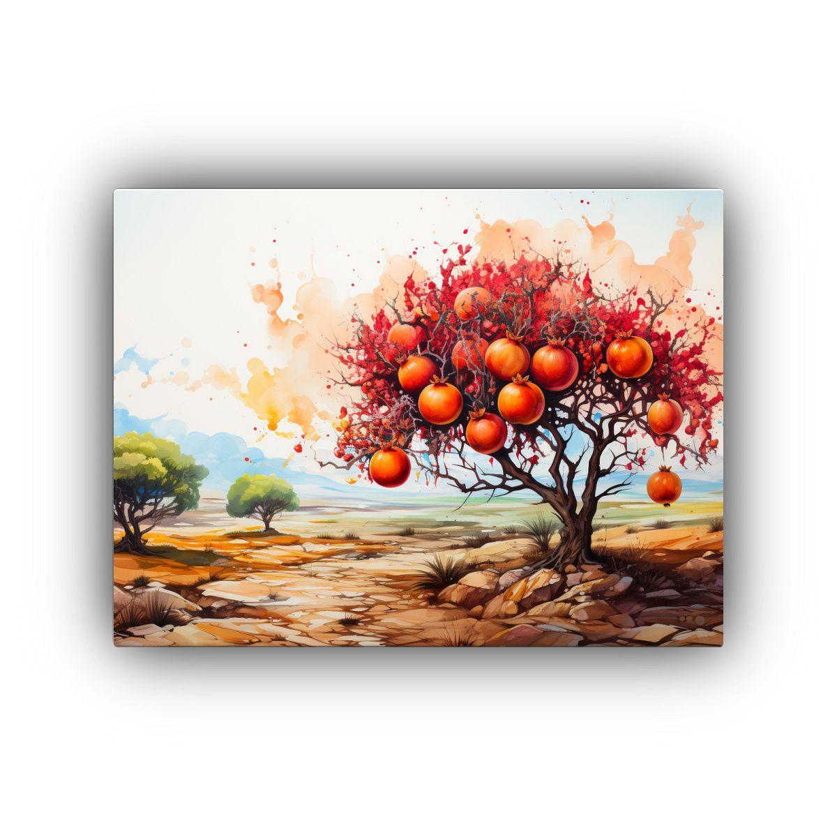 Cuadro Lienzo Estético Árbol Granado Colores 90x60cm-0