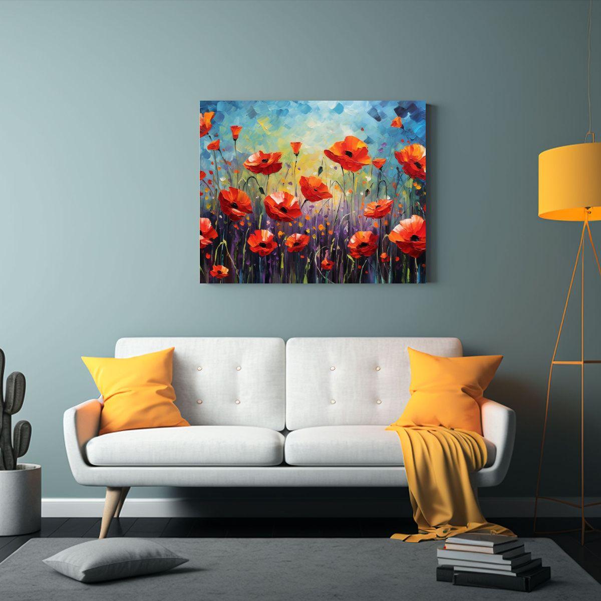 Paisaje Acuarela Con Amapolas Estilo Leonid. 40x30cm-2