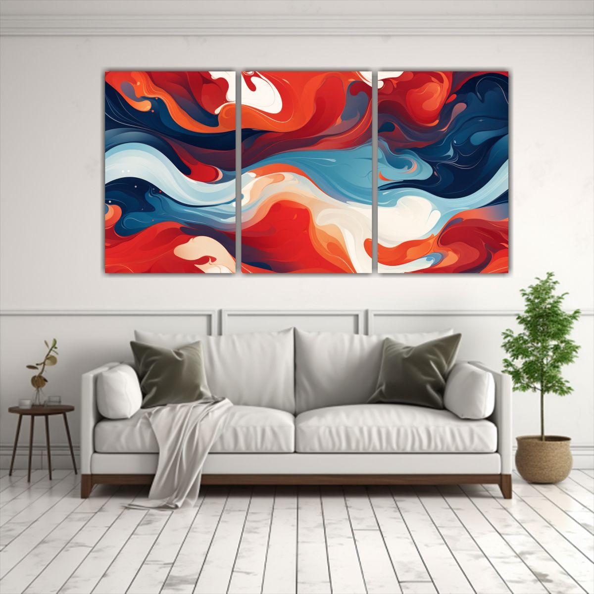 Set 3 Cuadros Abstractos Simétricos 120x60 Cm-2