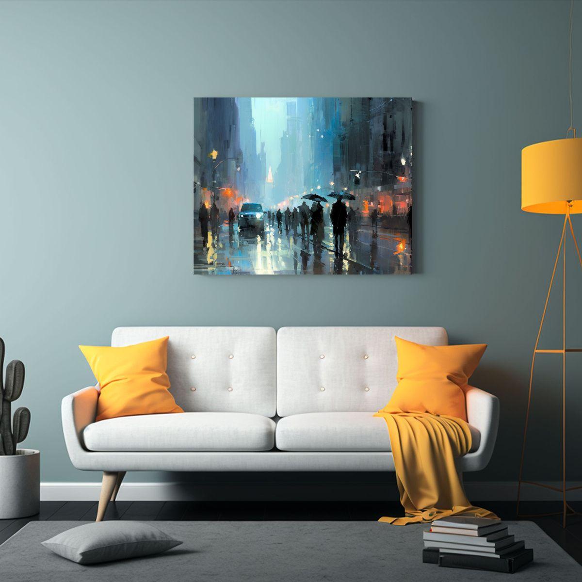 Cuadro Vanguardia Brillante Abstracto De Lluvia 120x80cm-2