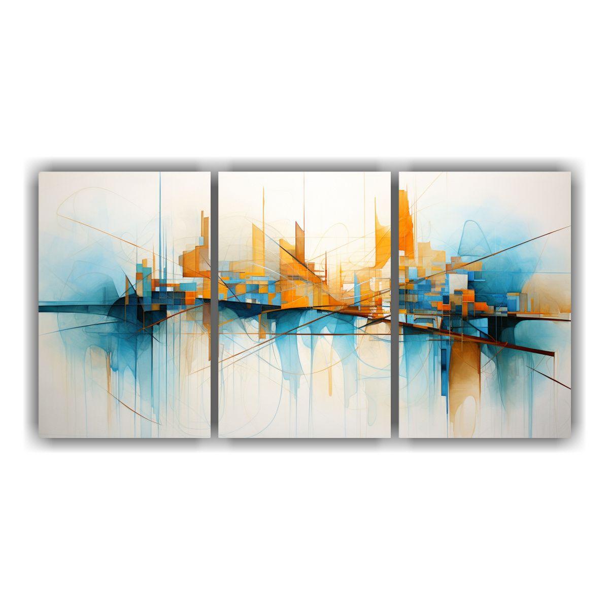 Cuadro Abstracto De Una Escena Urbana En Tonos 120x60 Cm-0